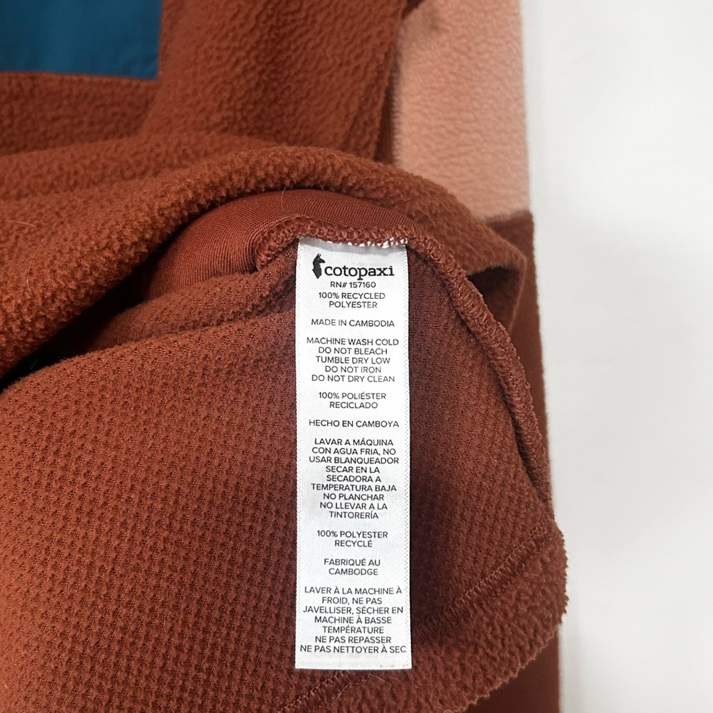 cotopaxi Rust Brown and Blush Pink Fleece Pullover with Teal Pocket - Picture 8 of 8